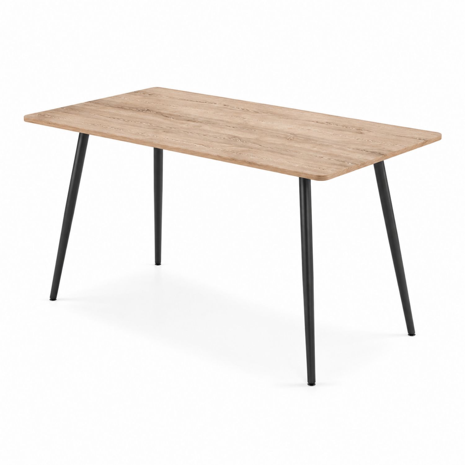 Stół jadalniany prostokątny 150x90 cm drewno dębowe z czarnymi metalowymi nogami