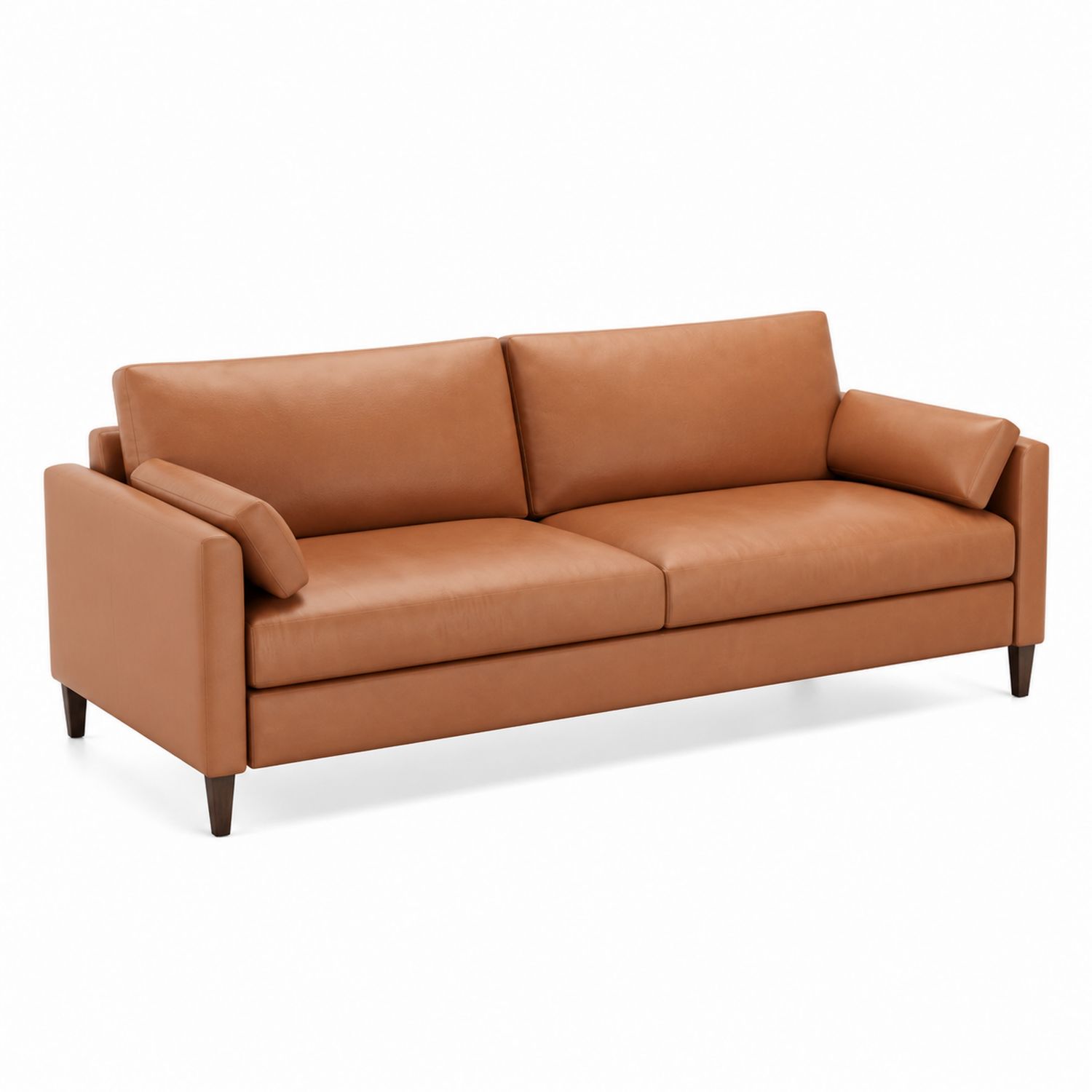 Trzyosobowa sofa z ekoskóry brązowa 220 cm