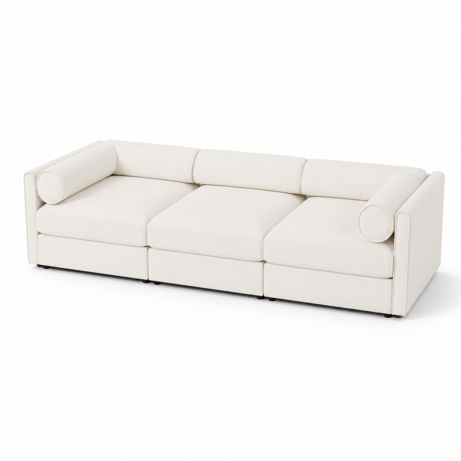 Sofa modułowa 3-osobowa z tkaniny w kolorze Kości Słoniowej