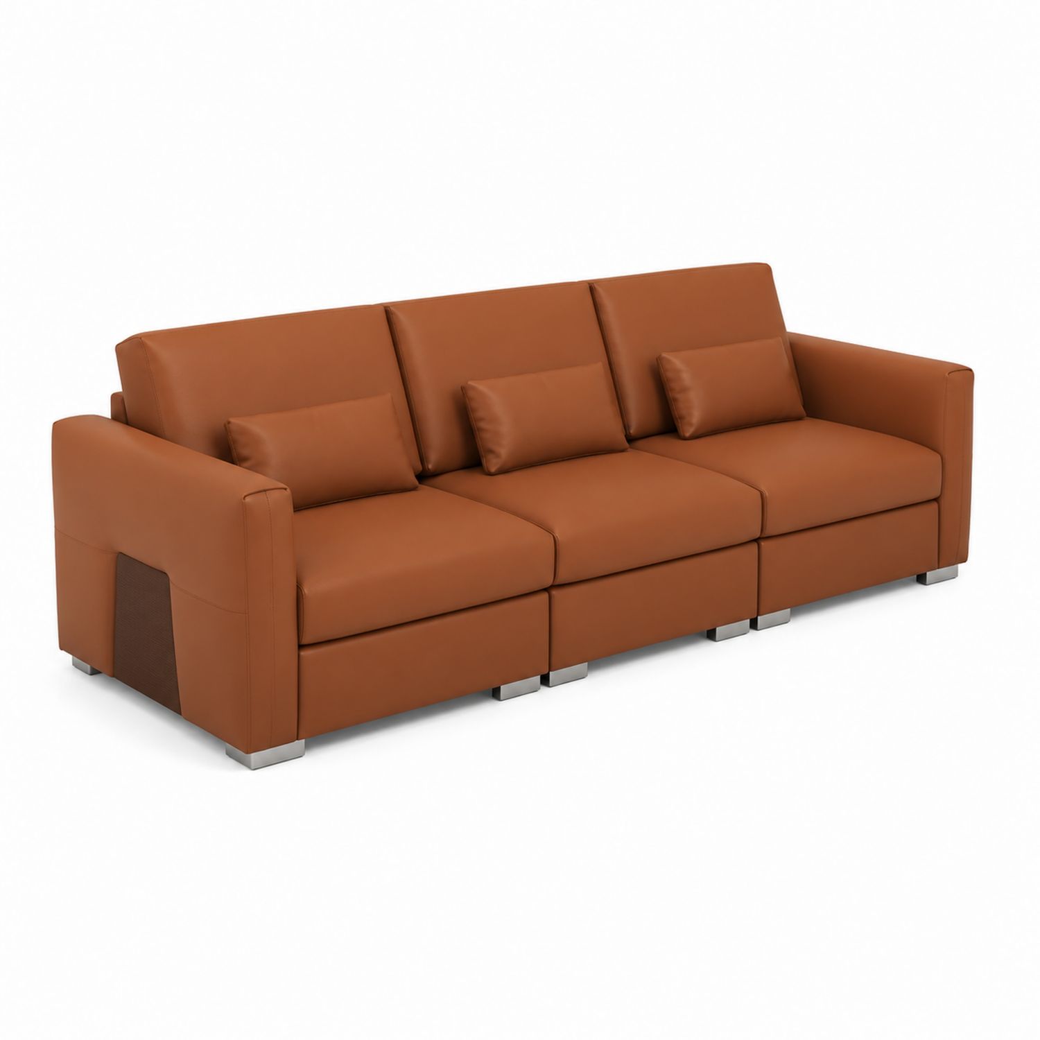 Sofa 3-osobowa z brązowej skóry ekologicznej 220 cm