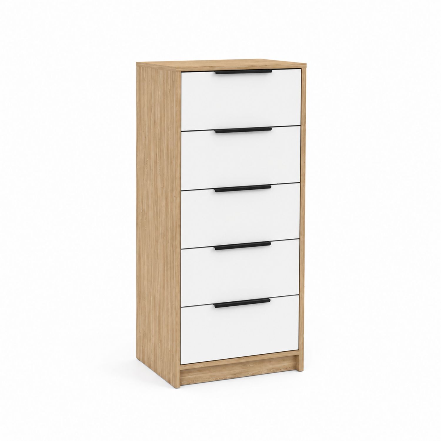 Komoda z 5 szufladami z drewna i płyty MDF biały/dębowy 120x60x40 cm