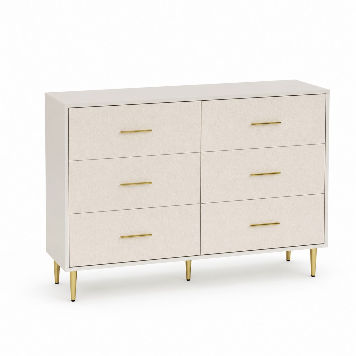 Komoda z 6 szufladami MDF i metal złoty