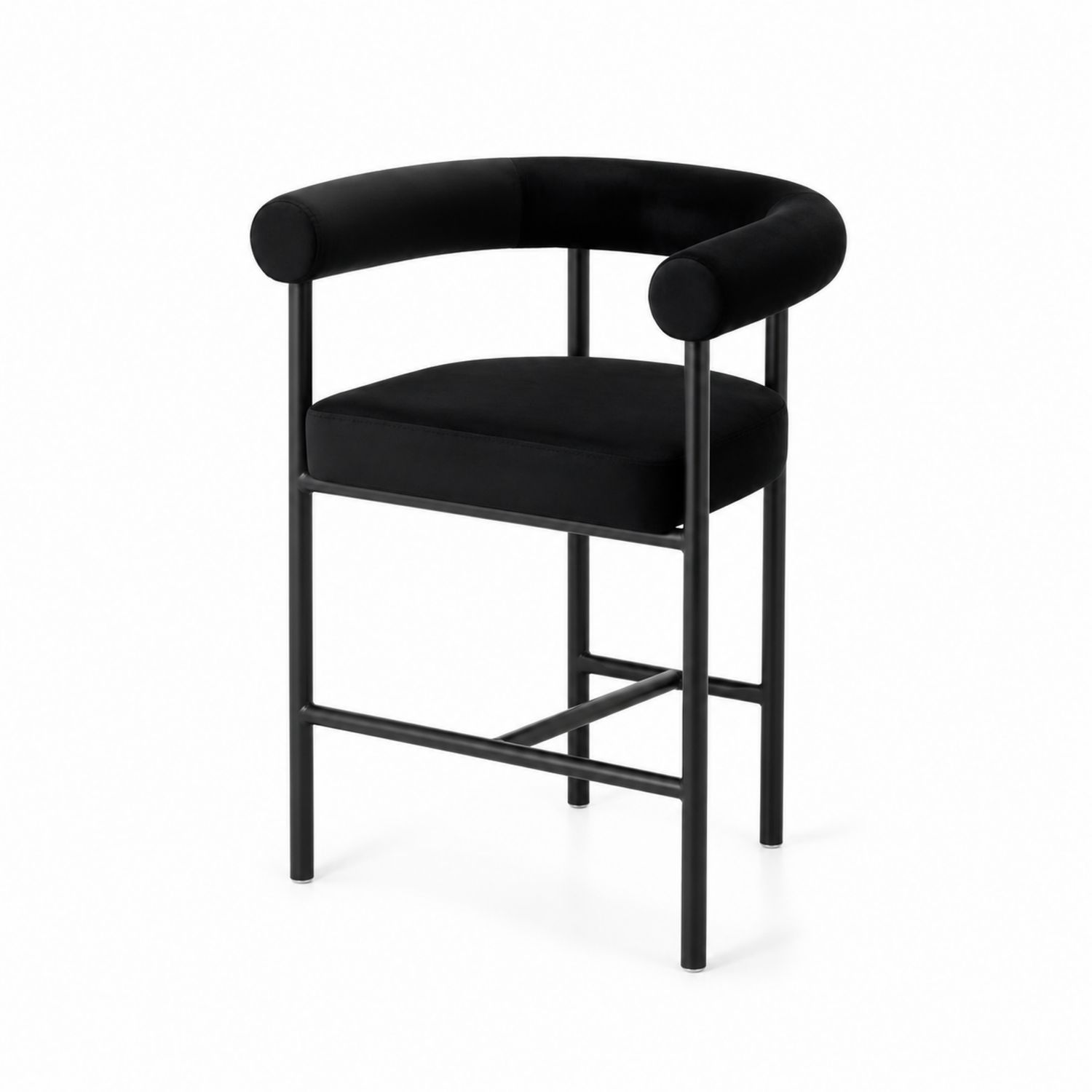 Czarny hoker z metalu i aksamitu 95cm