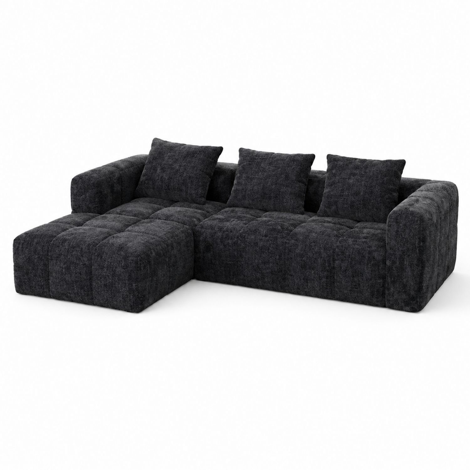 Sofa narożna modułowa 4-osobowa z tkaniny poliestrowej Ciemnoszary