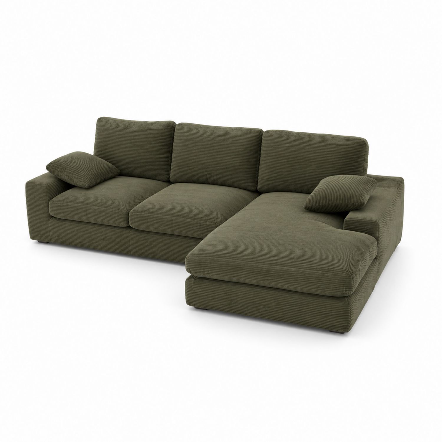 Narożna sofa z sztruksu Oliwkowa
