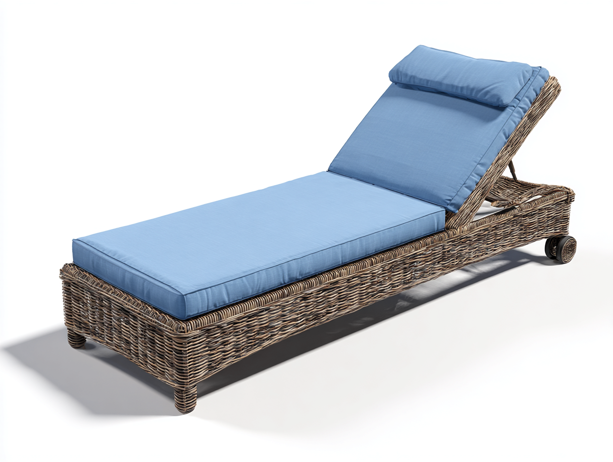Tumbonas ratán sintético 190x65x85 cm color azul marrón para jardín - diseño reclinable moderno exterior-Zidorranest
