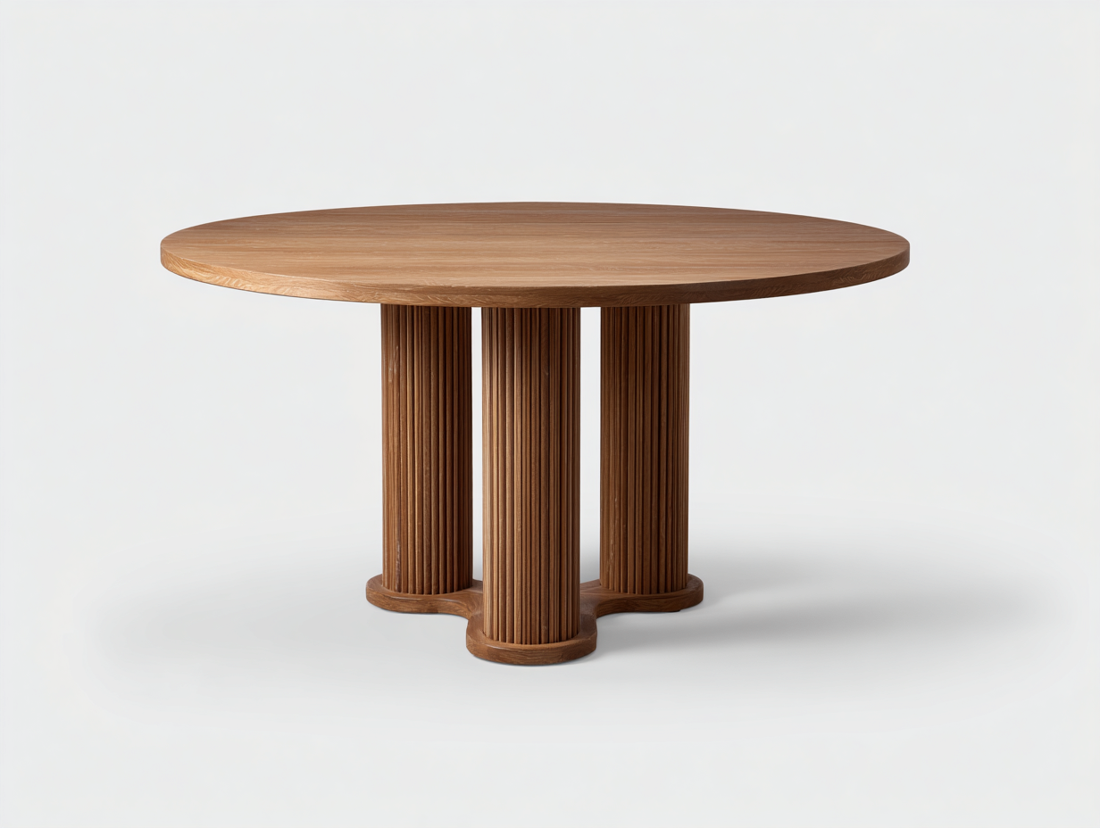 Mesas de jardín madera 120x120x75 cm - Roble claro - Base cilíndrica - Diseño moderno-Zidorranest