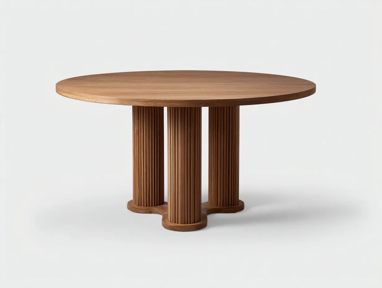 Mesas de jardín madera 120x120x75 cm - Roble claro - Base cilíndrica - Diseño moderno-Zidorranest