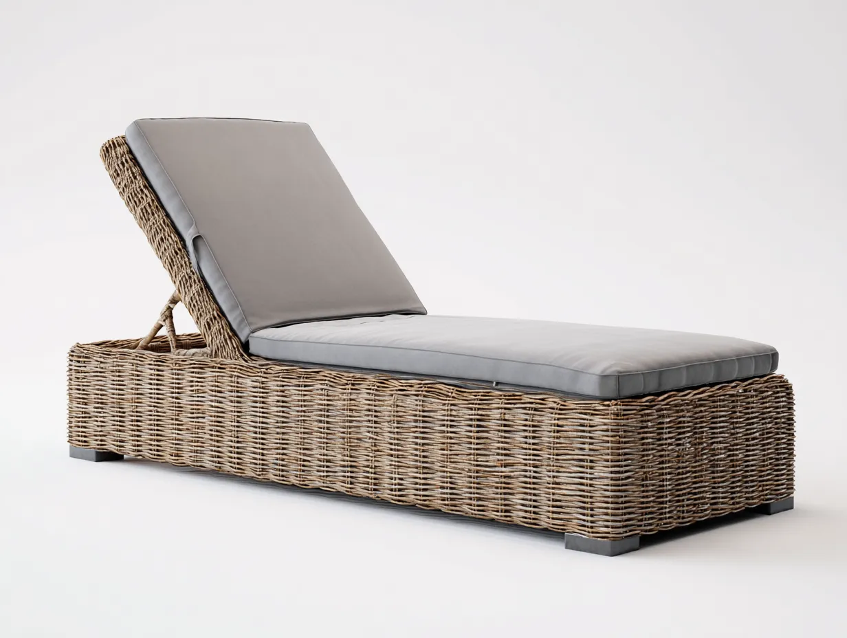 Tumbonas ratán sintético 195x70x85 cm color gris marrón para jardín - diseño reclinable ergonómico moderno exterior-Zidorranest