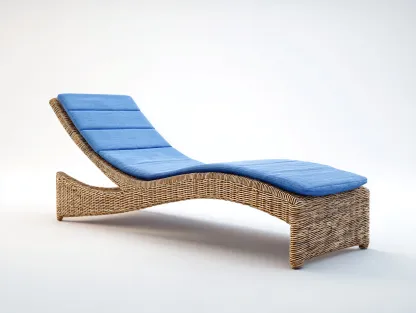 Tumbonas ratán 190x65x35 cm - Marrón-azul - Respaldo ajustable - Diseño moderno-Zidorranest