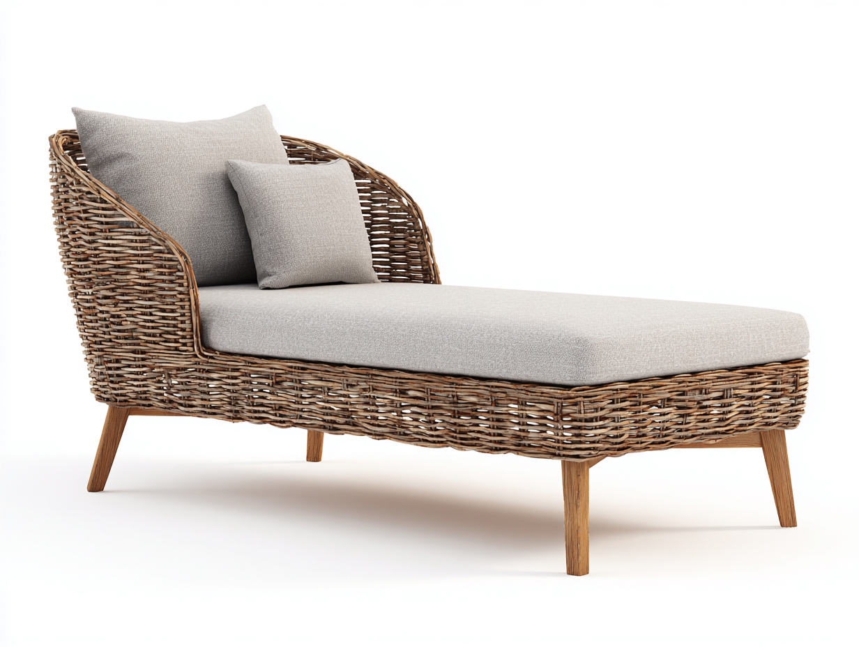 Tumbonas ratán 180x70x75 cm - Marrón-beige - Diseño moderno con respaldo lateral-Zidorranest