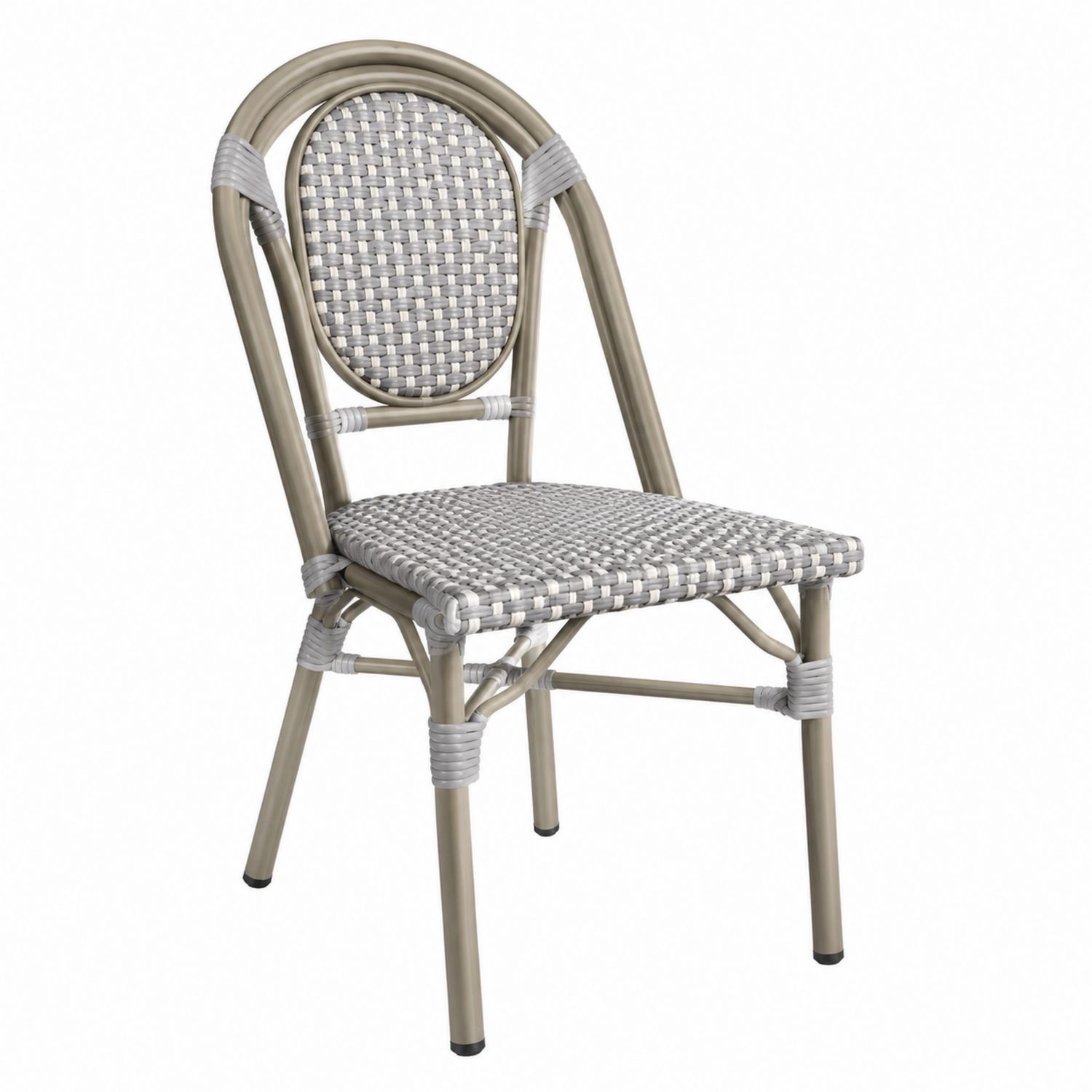Stuhl mit Aluminiumrahmen und Polypropylen-Rattan Grau/Beige