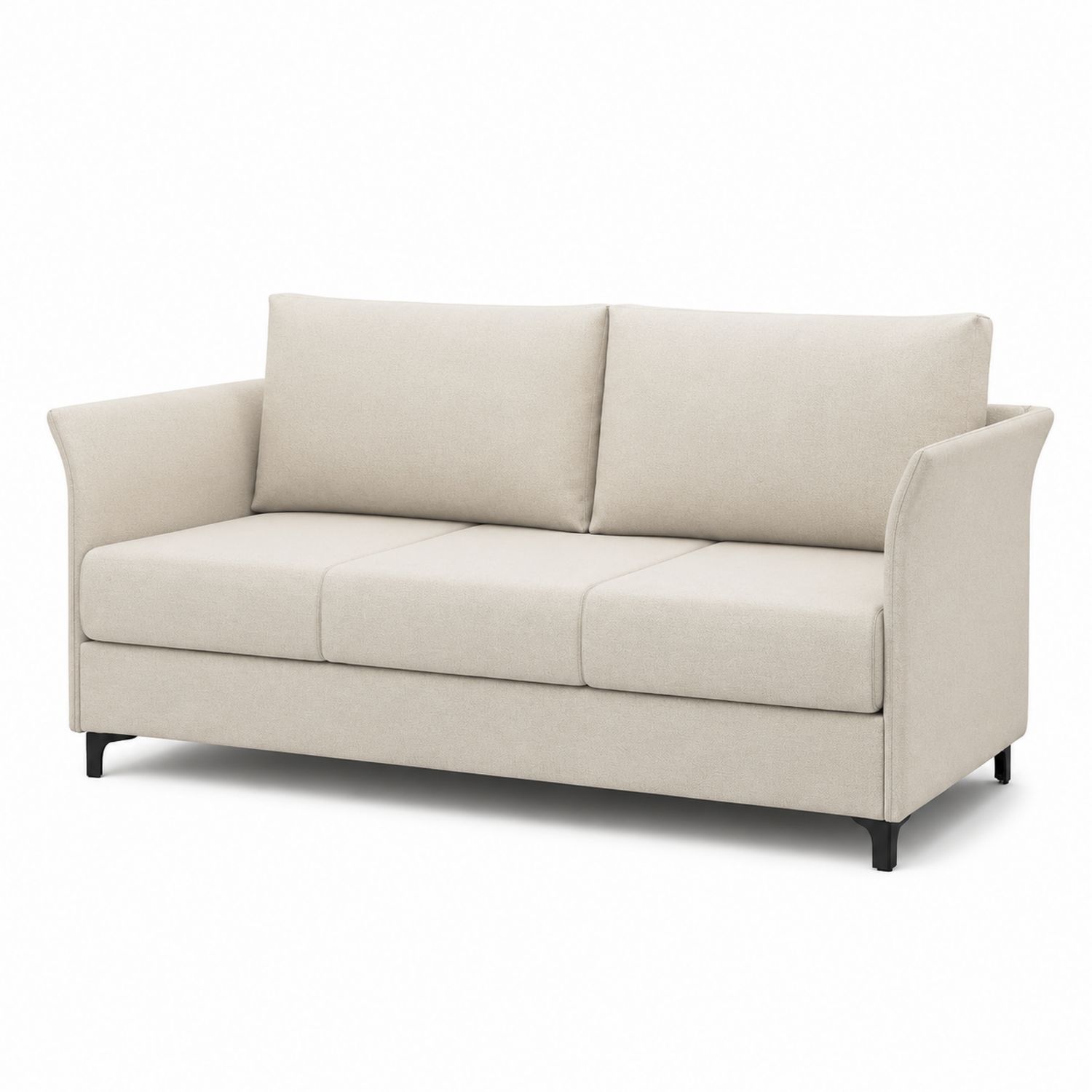 3-Sitzer Sofa Beige Stoff Metallbeine