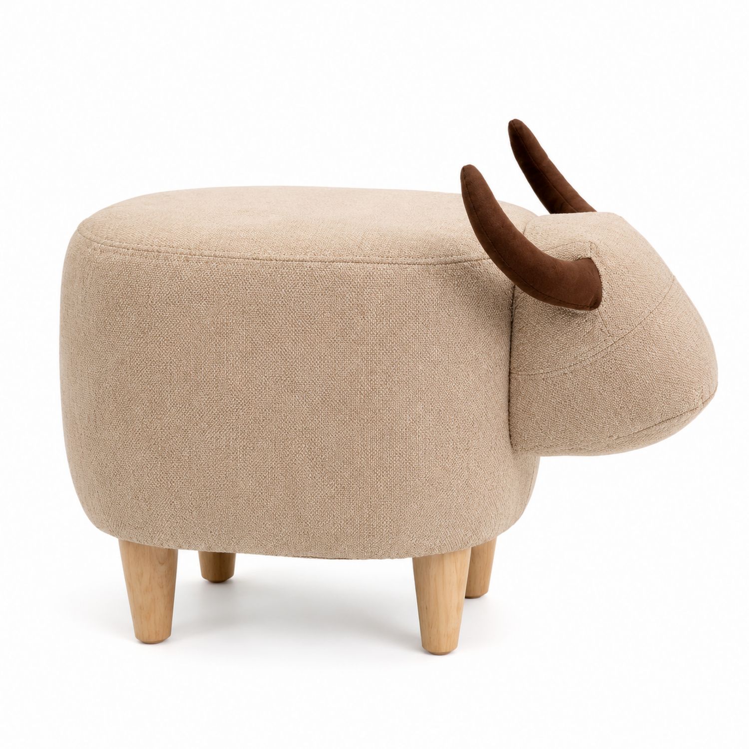 Kinderhocker Tierform Leinen Holzbeine