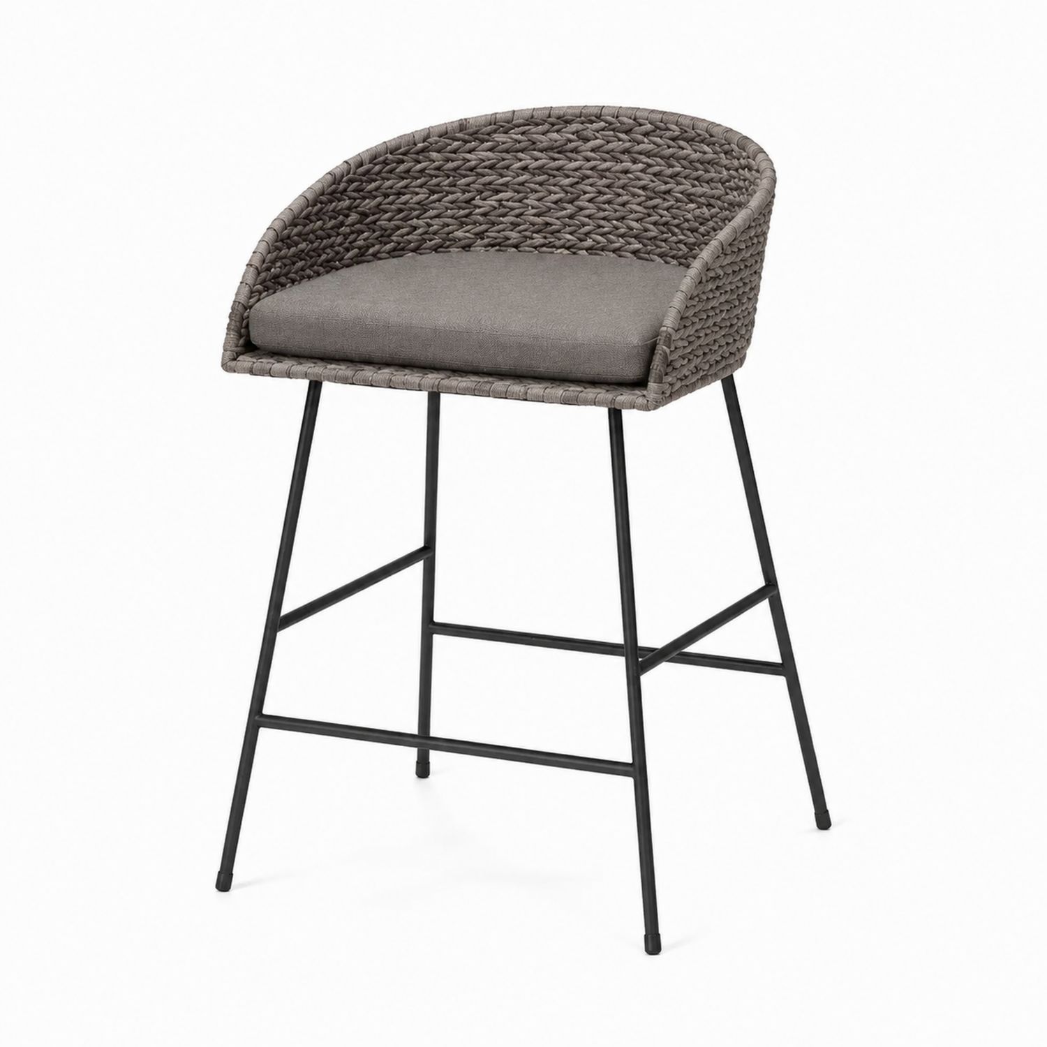 Barhocker mit Rattanimitat und Stahlbeinen Grau 100cm