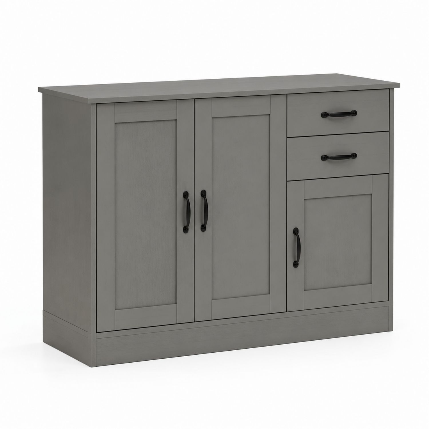 Graues Sideboard aus MDF mit 3 Türen und 2 Schubladen 120x40x80 cm