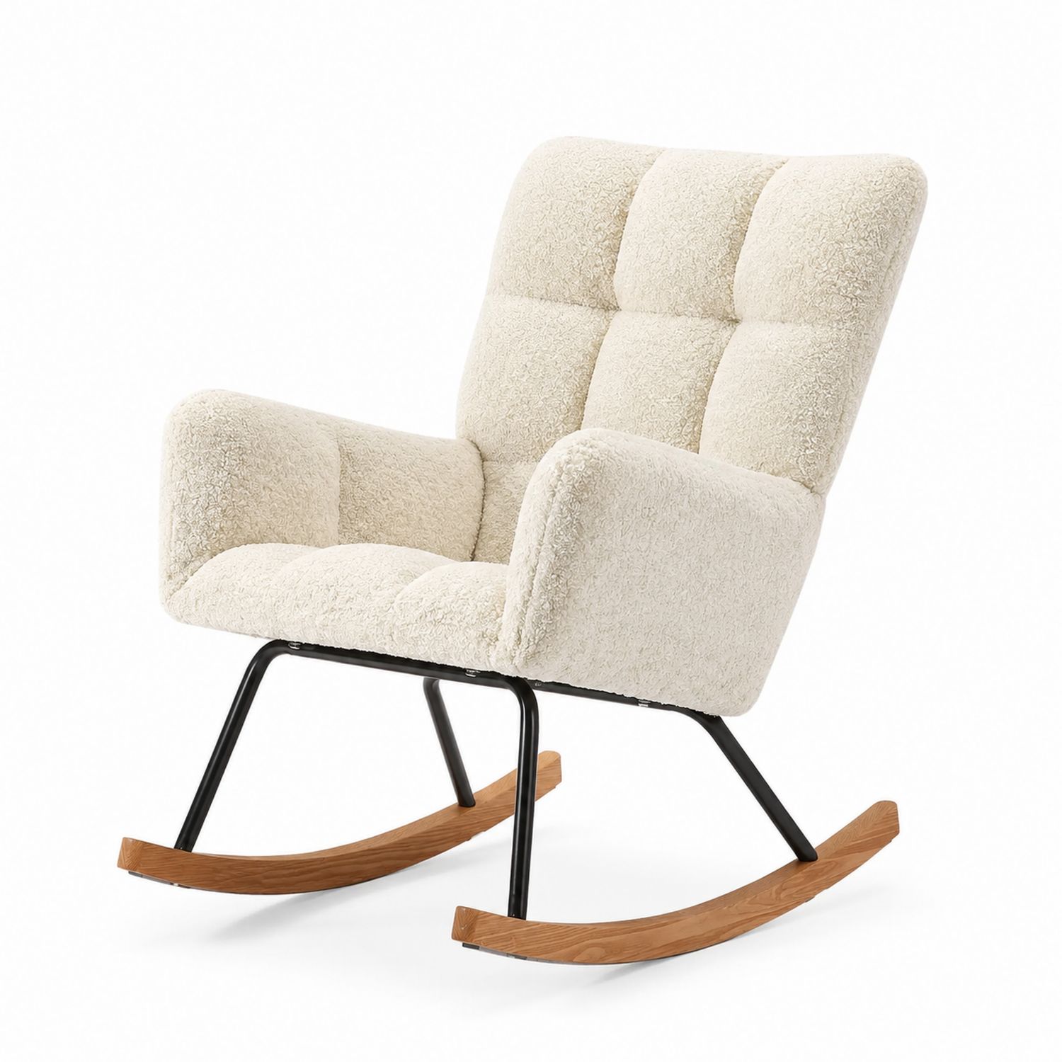 Metallrahmen Schaukelstuhl mit Bouclé Beige