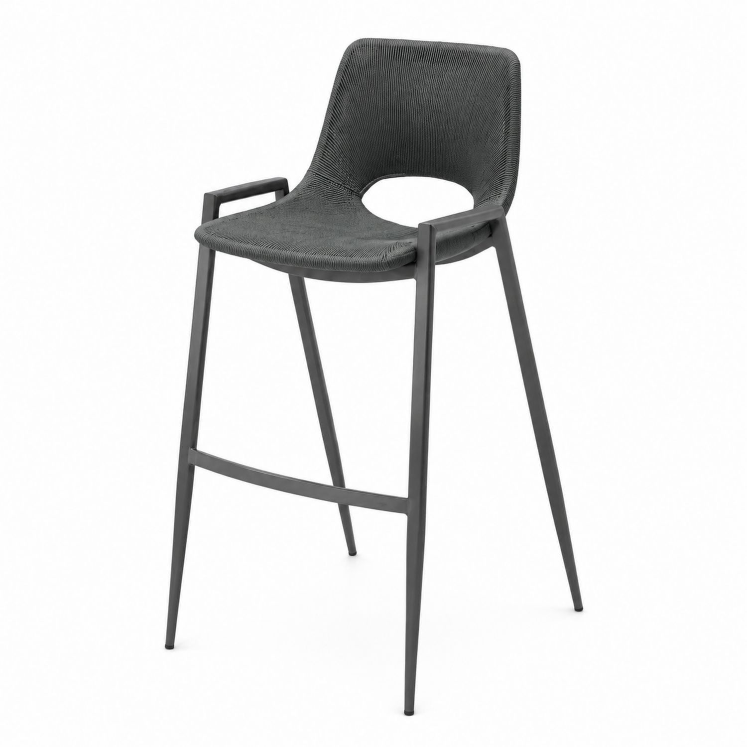 Barhocker aus Polyrattan und Aluminium, Grau, 105 cm Höhe