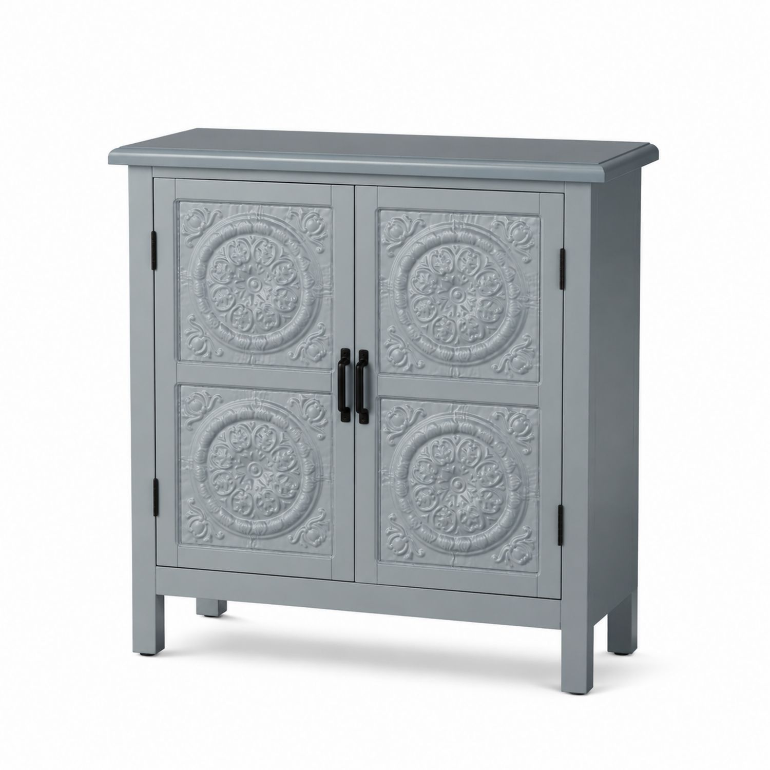 Holz-Sideboard mit geschnitzten Türen, Grau