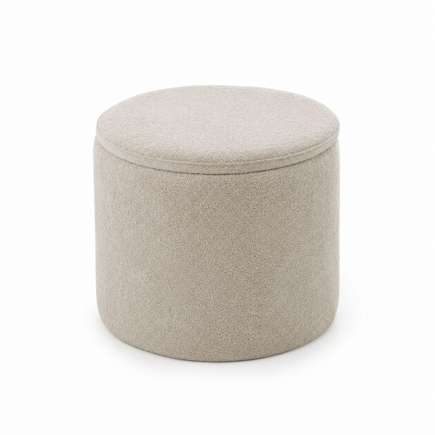 Runder Hocker aus Stoff 38 cm Beige