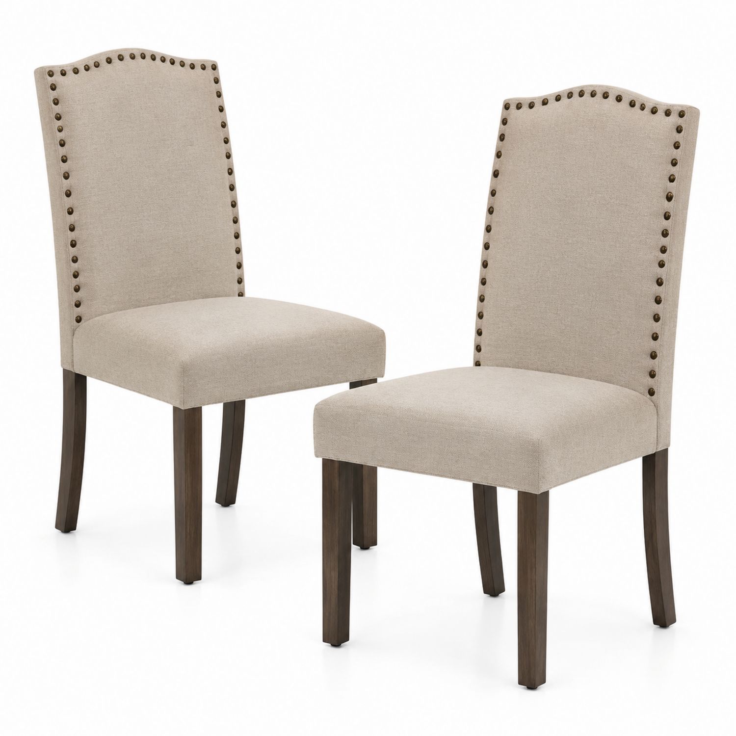 2er Set Esszimmerstühle Leinenstoff Beige
