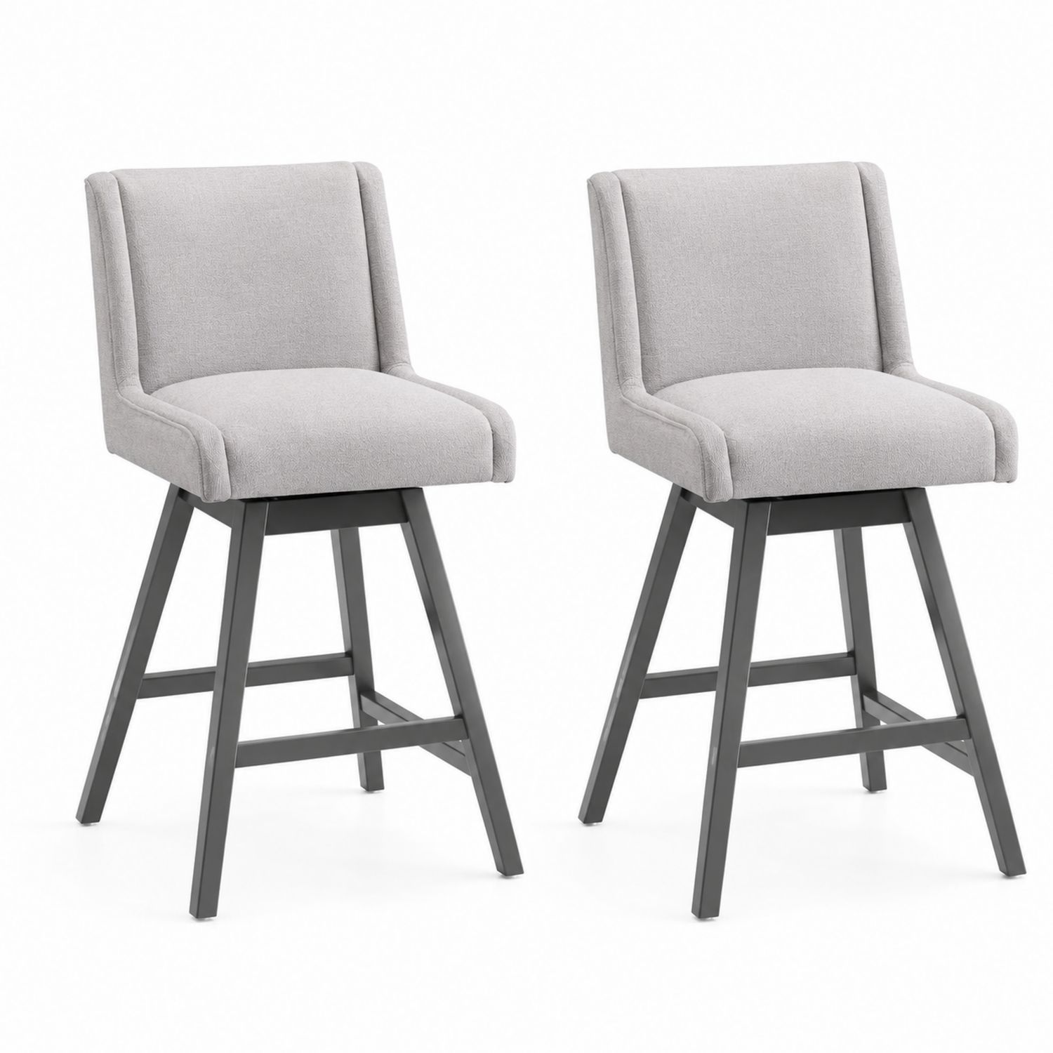 2er-Set Barhocker 75 cm Stoff Grau mit Metallgestell