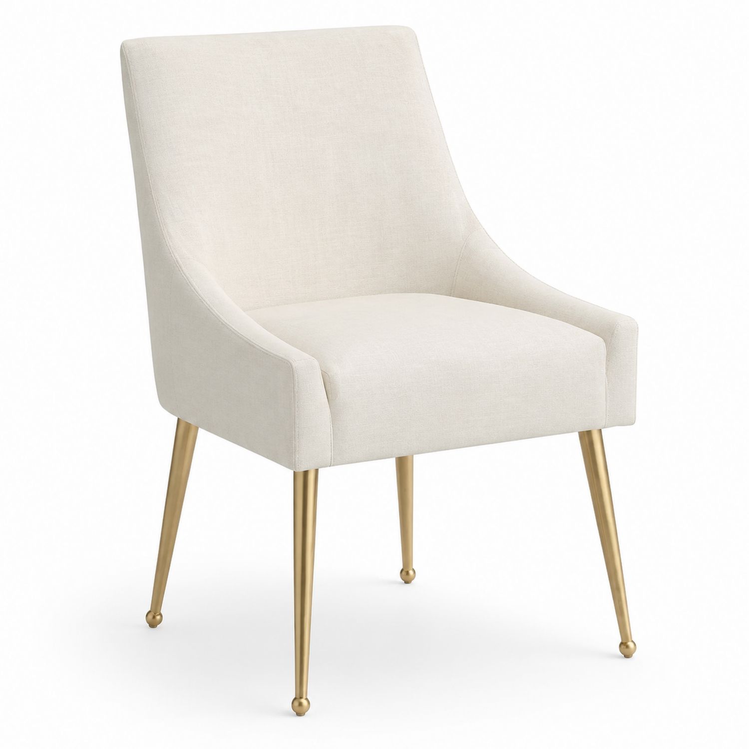 Esszimmerstuhl aus Leinen und Metall, Creme