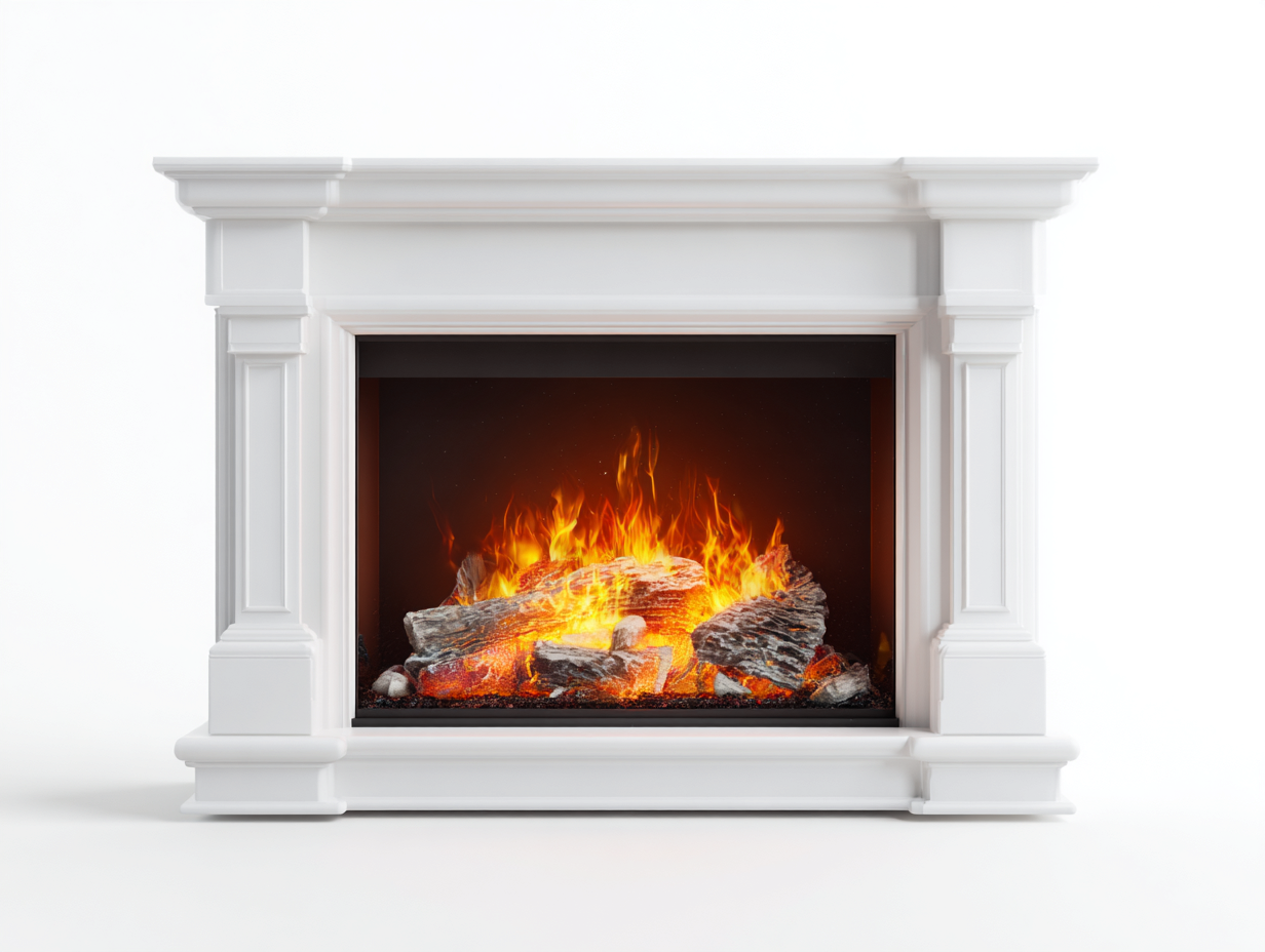 Kamin 145 x 36 x 108 cm - Weiß - für Wohnzimmer - klassischer Stil - dekorative Kaminoptik-Sisaiohaven