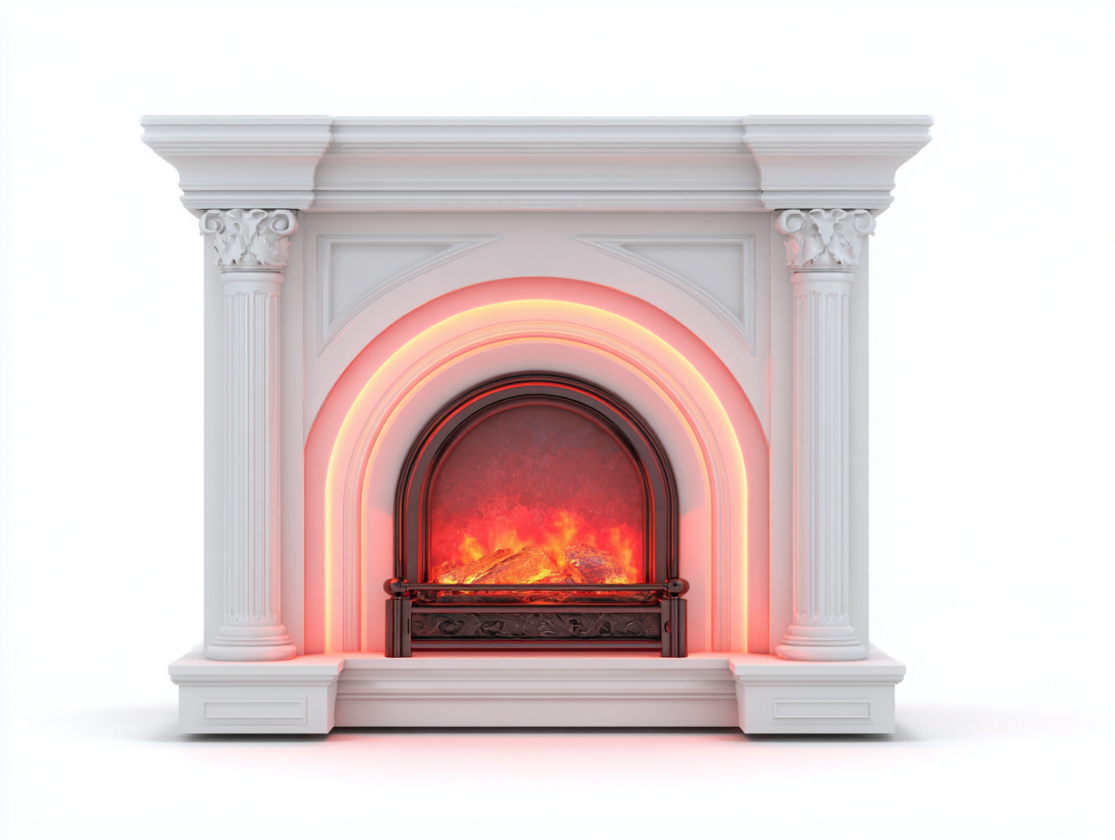 Kamin Holzwerkstoff 135x32x110 cm Weiß elektrischer Flammeneffekt klassischer Landhausstil-Sisaiohaven