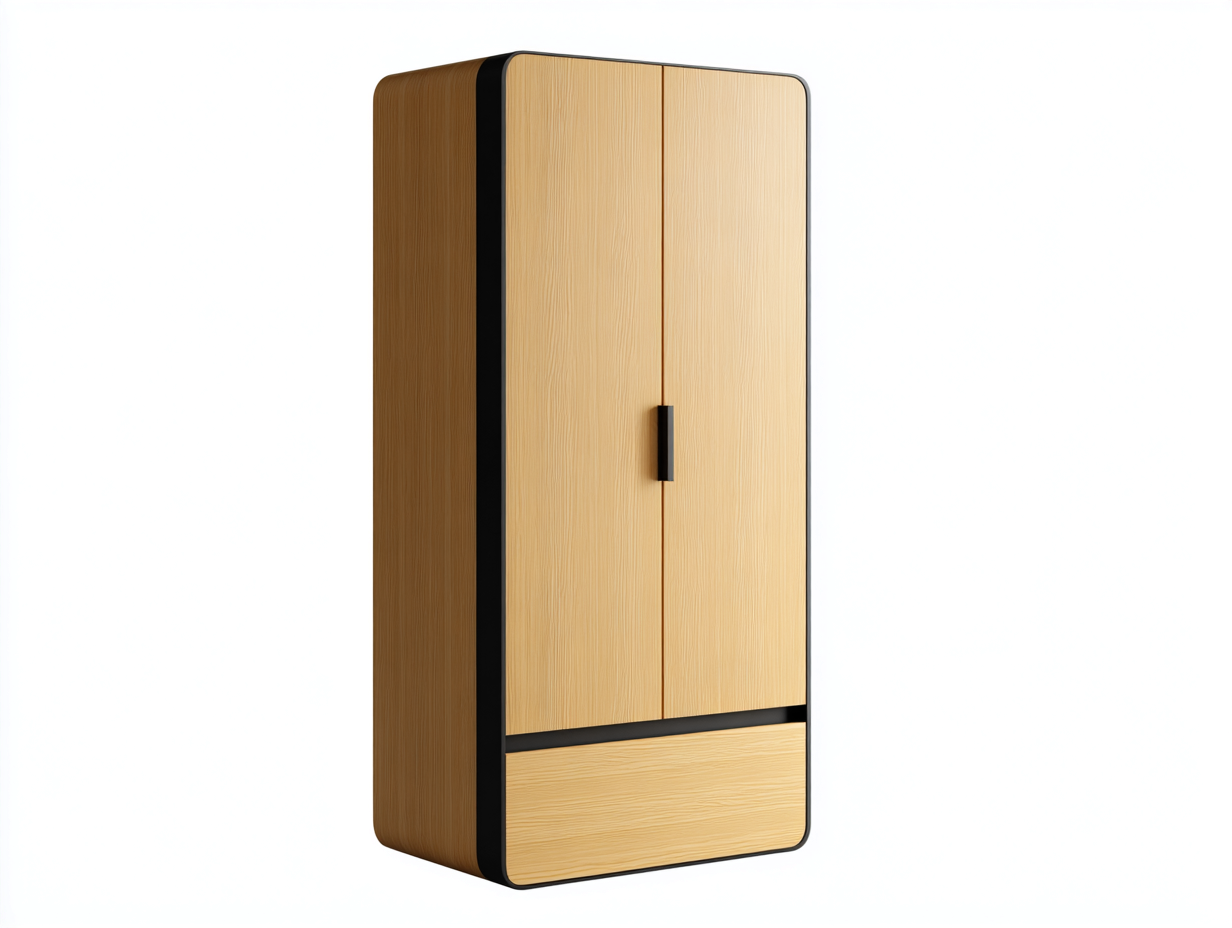 Kleiderschrank Holzwerkstoff 80x52x160 cm Natur-Schwarz moderner Stauraum-Sisaiohaven