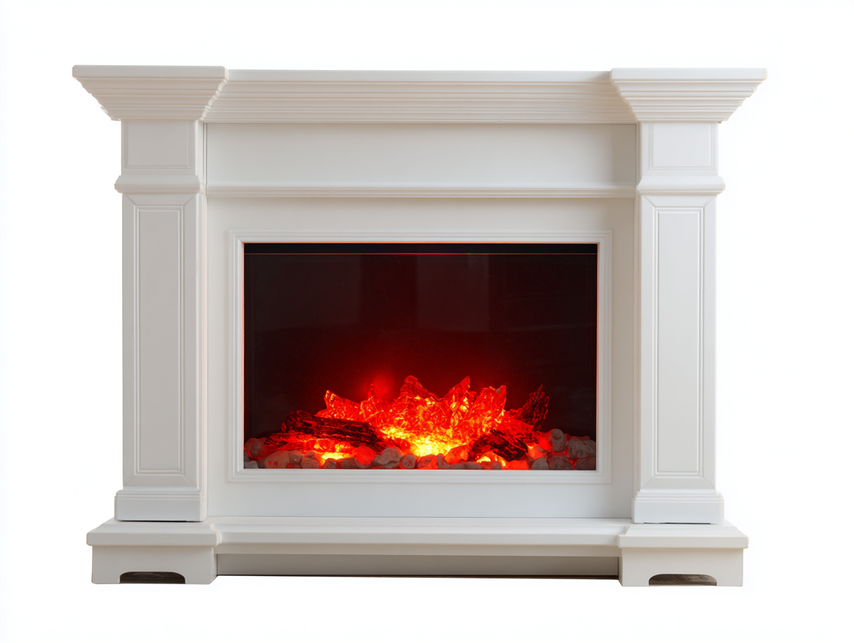 Kamin Elektrisch Klassisch 120x32x100 cm - Weiß - Dekoratives Flammenbild - Landhausstil-Sisaiohaven