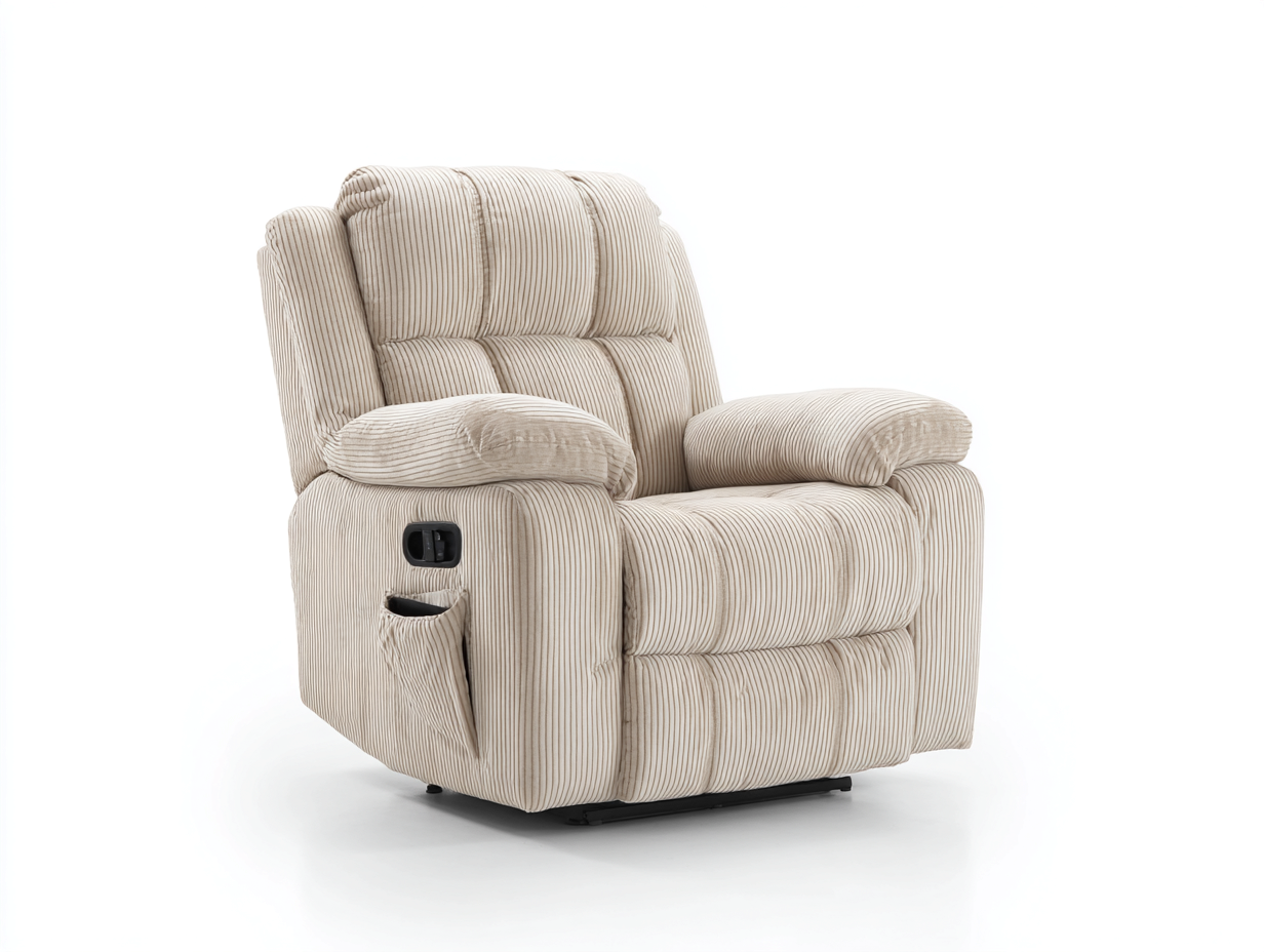 Liegesessel Cordstoff 88x95x102 cm Creme manuell verstellbar moderner Komfortsessel-Sisaiohaven