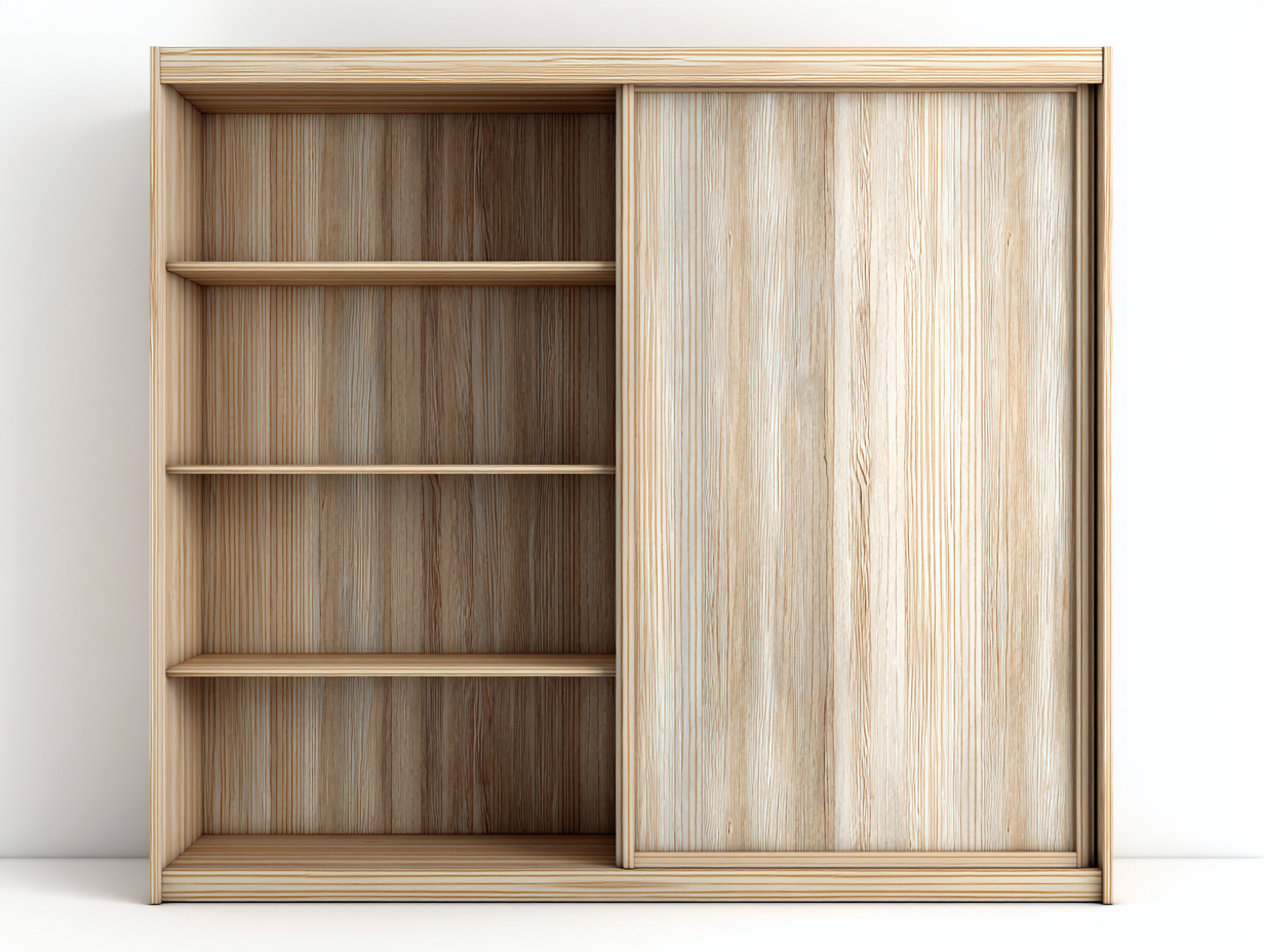 Kleiderschrank Holzoptik 120x45x140 cm - Naturfarben - Schiebetür mit Regalfächern - modernes Design-Sisaiohaven