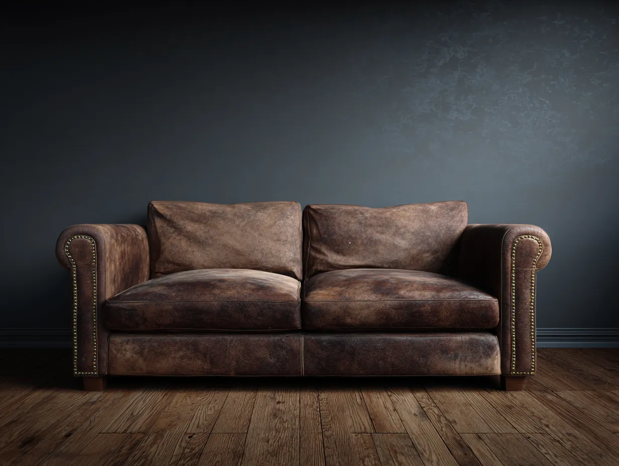 Zweisitzer im Used Look 174x90x82 cm - tabakbraun und dunkelbraun - für das Wohnzimmer - klassische Rollarmlehnen-Hadorfahaus