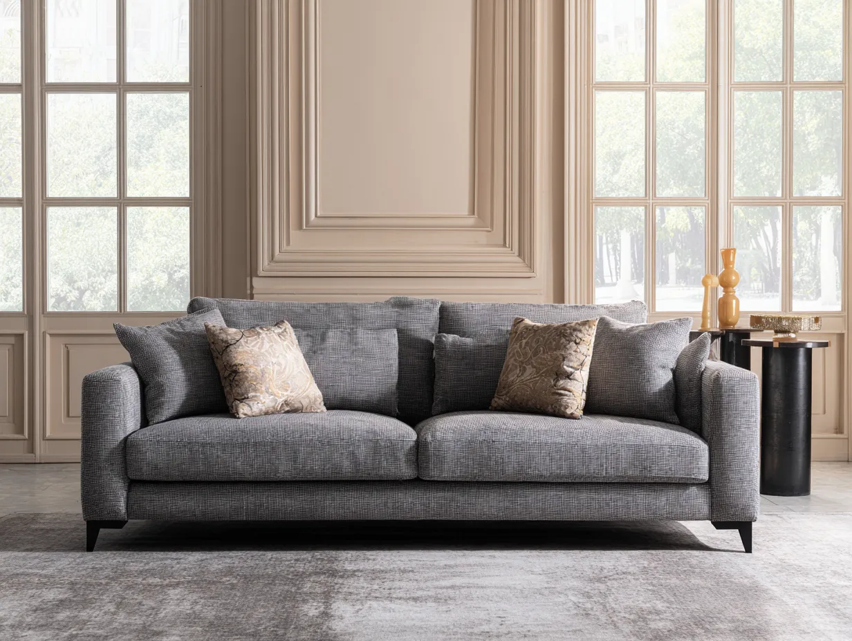 Zweisitzer Sofa 184x92x85 cm - graphitgrau und schwarz - für das Wohnzimmer - mit komfortabler Polsterung-Hadorfahaus