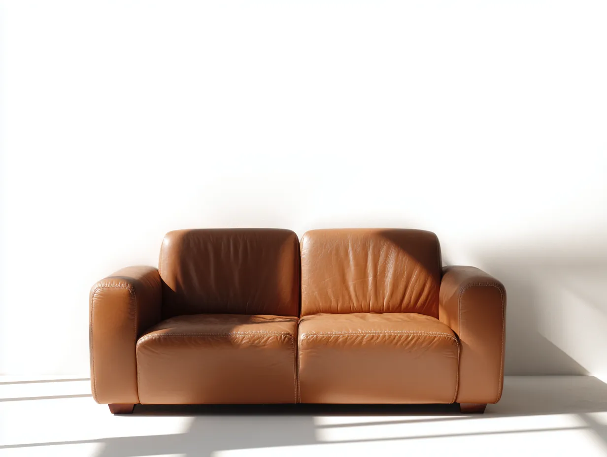 Zweisitzer Sofa aus Lederoptik 160x83x75 cm - cognacbraun - für das Wohnzimmer - kompakte Loft Form-Hadorfahaus