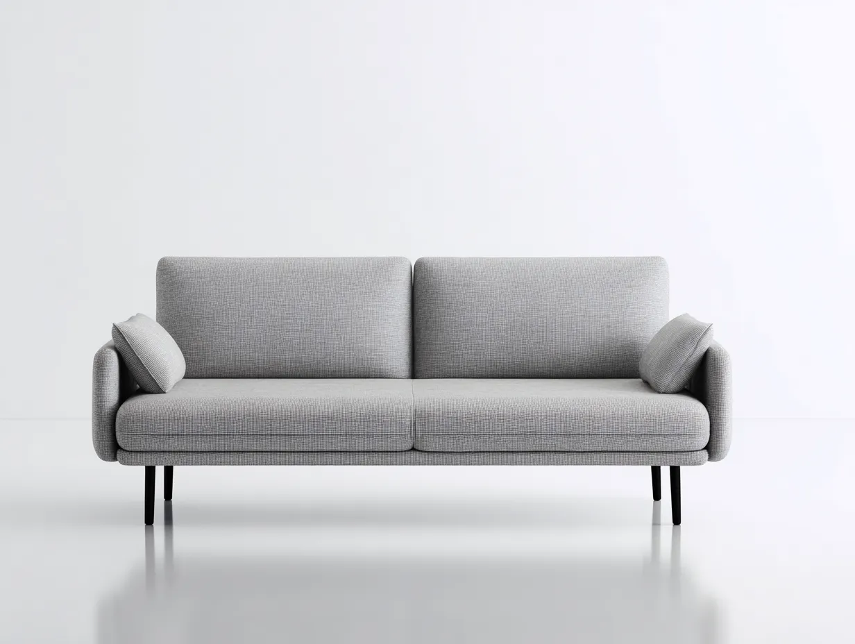 Zweisitzer Sofa 172x85x80 cm - silbergrau und schwarz - für das Wohnzimmer - mit abgerundeten Seiten-Hadorfahaus