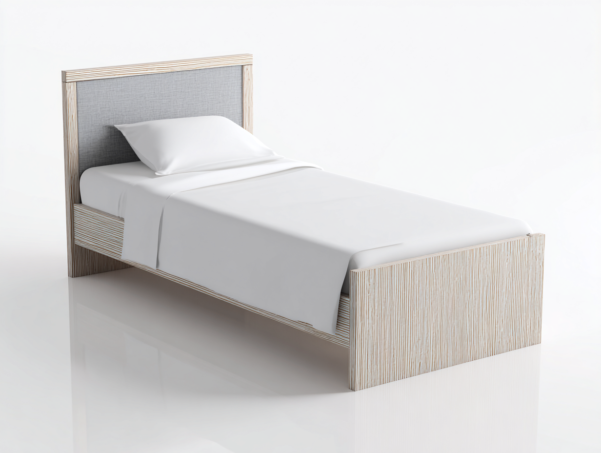 Einzelbett Holz 205 x 96 x 102 cm - Weiß-Grau - für Schlafzimmer - mit gepolstertem Kopfteil - modernes Design-Zadoriacasa