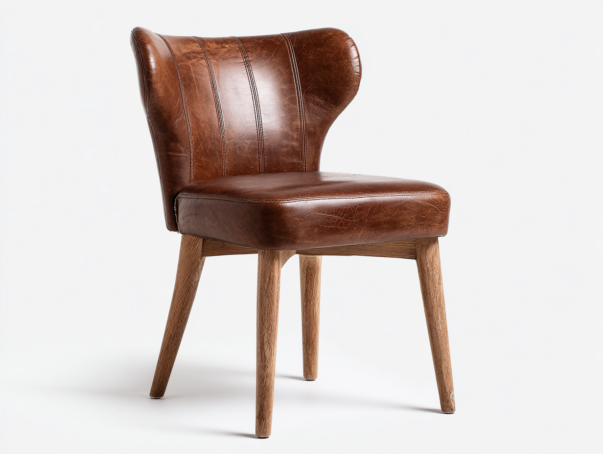 Esszimmerstuhl Lederoptik Holz 58 x 63 x 86 cm - Braun-Naturholz - für Esszimmer - modernes Design-Zadoriacasa