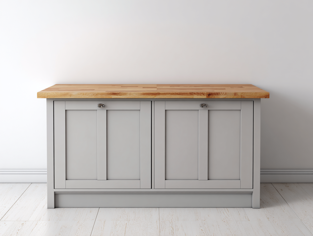 Sideboards Holz 140x45x85 cm - Grau-Naturfarbe - 2 Türen - Landhausstil-Zadoriacasa