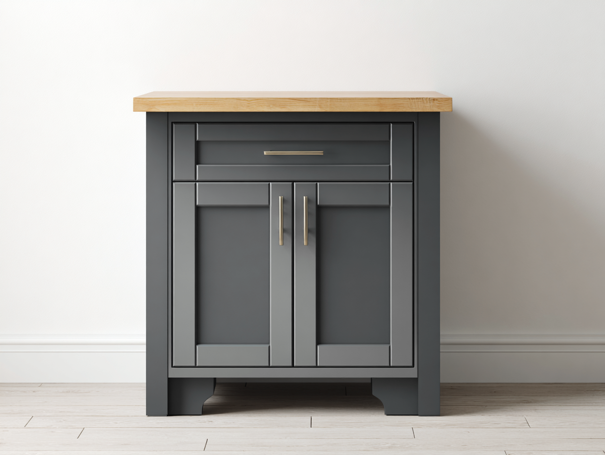 Sideboards aus Holz 80 x 40 x 92 cm - Dunkelgrau-Natur - für Wohnzimmer - mit 2 Türen und 1 Schublade - modernes Design-Zadoriacasa