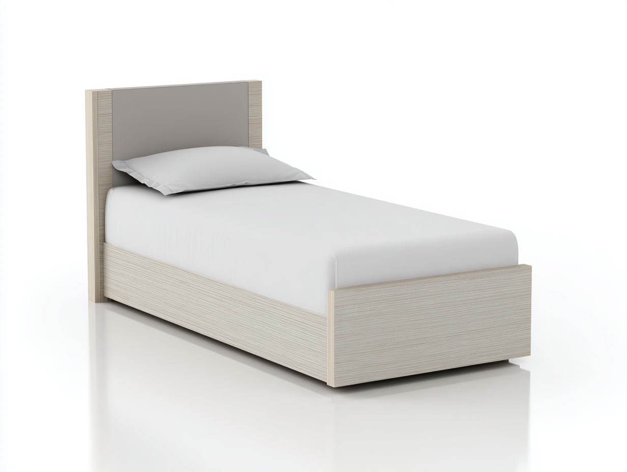 Einzelbett Holz 200x100x95 cm - Weiß-Naturfarbe - Liegefläche 190x90 cm - Modernes Design-Zadoriacasa