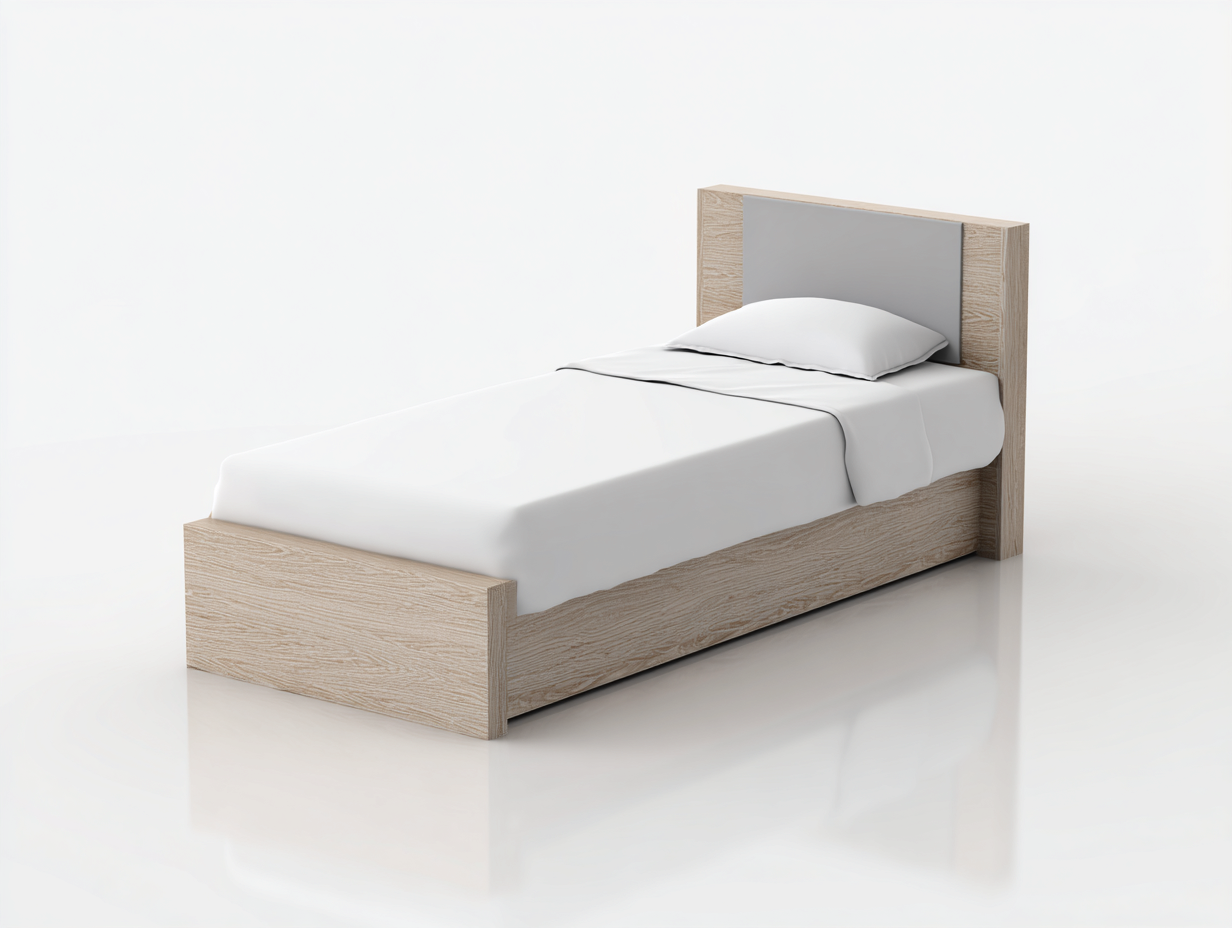 Einzelbett aus Holz 205 x 98 x 95 cm - Natur-Grau - für Schlafzimmer - modernes Design-Zadoriacasa