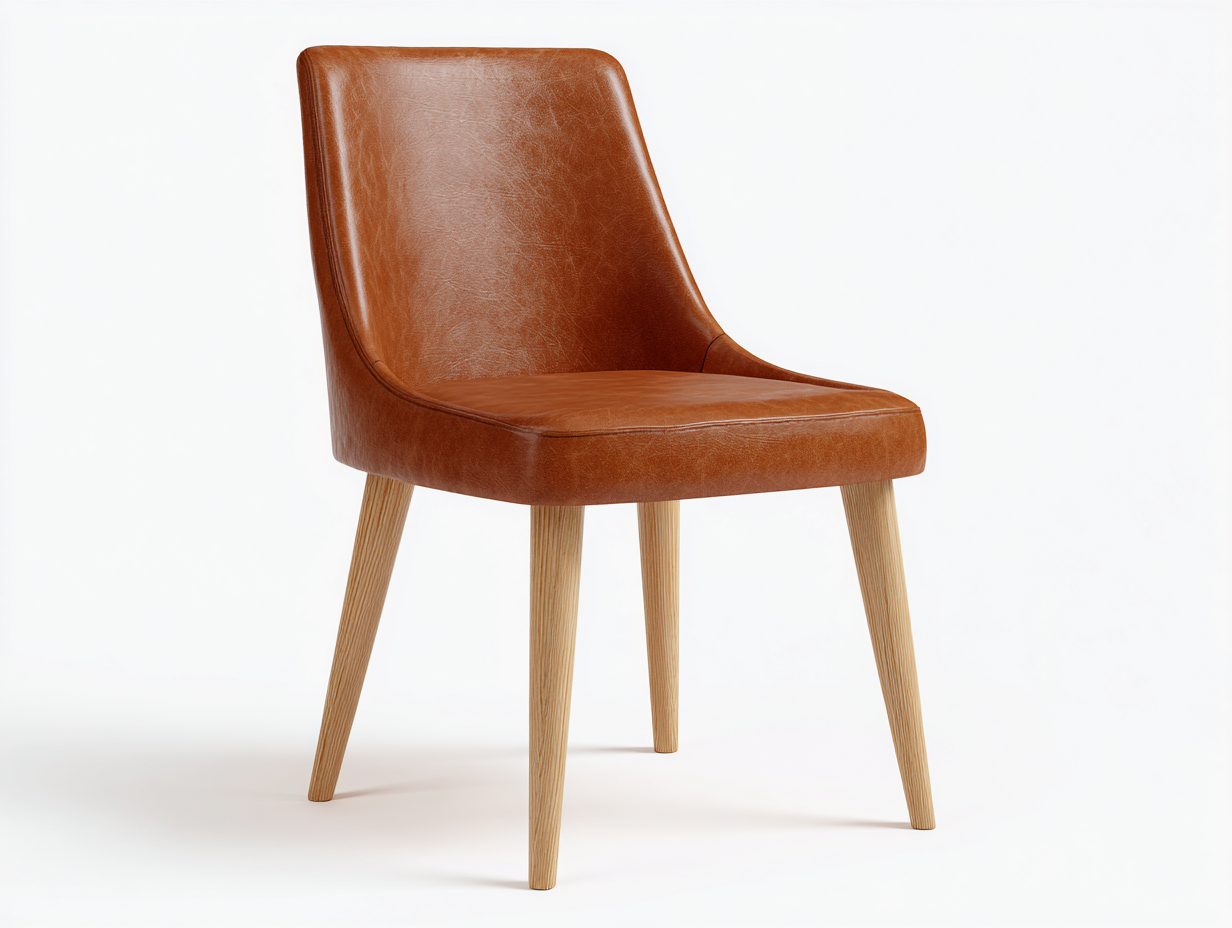 Esszimmerstühle aus Kunstleder und Holz 50 x 58 x 86 cm - Cognac-Natur - für Esszimmer - modernes Design-Zadoriacasa