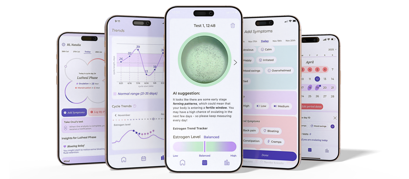 Ovul estrogen monitor app screens