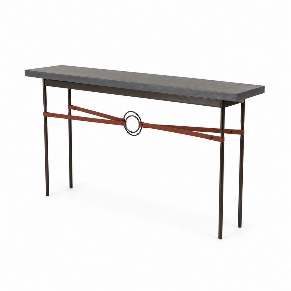 Console en métal et placage bois gris avec décor en métal 150x30x85 cm
