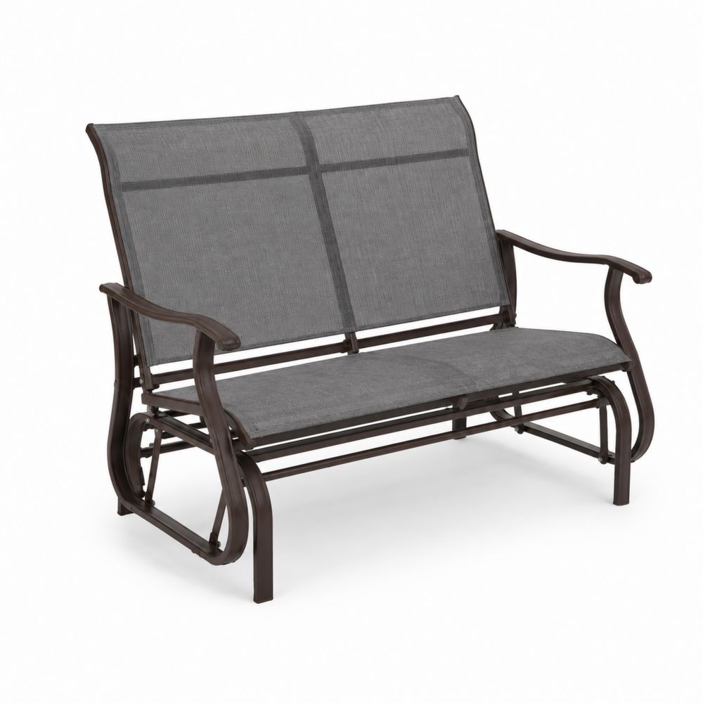 Banc à bascule en métal et tissu polyester Gris