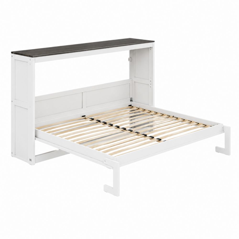 Lit escamotable en métal et MDF Blanc 200x140 cm