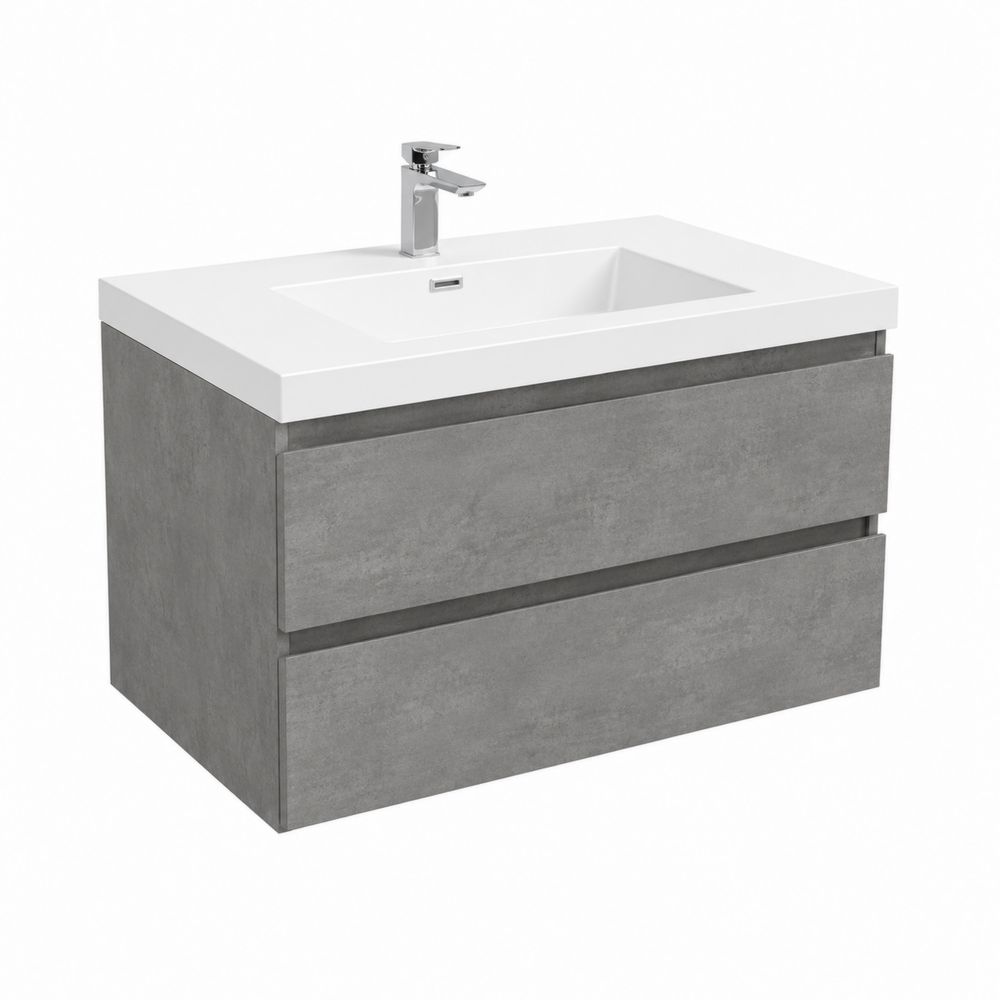 Meuble sous lavabo mural avec deux tiroirs en MDF 60x46x55 cm Blanc/Gris