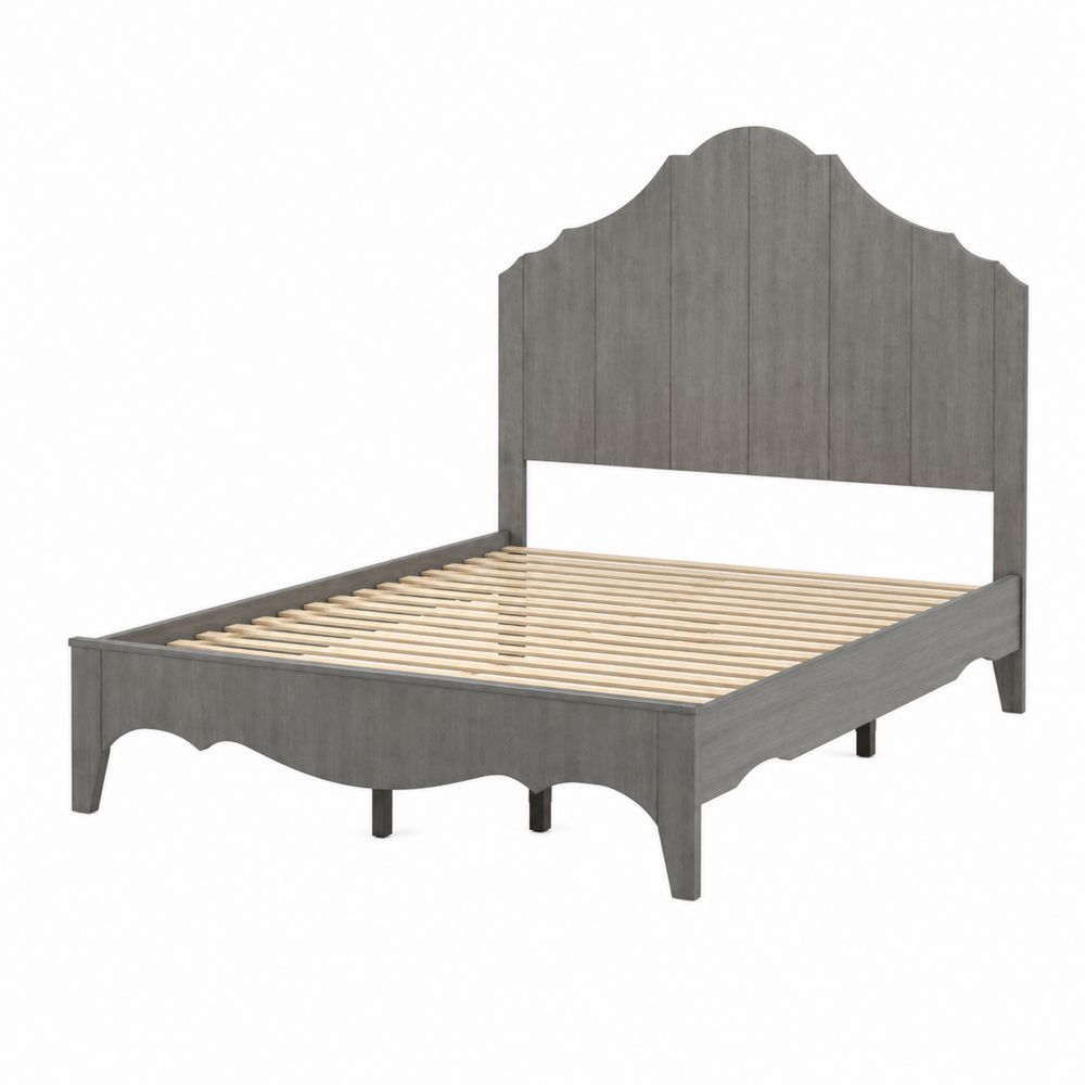Lit double en bois gris avec lattes en pin 200x160 cm